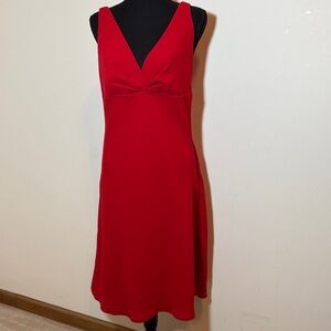 Women's Red V-Neck Midi Dress